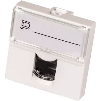 Вставка Mosaic 45x45, RJ-45 UTP, кат.5e, со шторкой и увеличенным окном маркировки, белая (LAN-SIP-23U5E-WH)