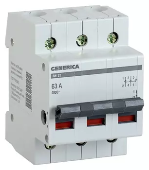 Выключатель автоматический IEK Generica MNV15-3-063 63A 3П 400В 3мод (упак.:1шт)