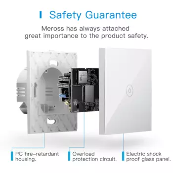 Выключатель Meross Умный выключатель плоский Meross Smart WiFi Wall Switch -Touch Button MSS510HK(EU)-TOUCH