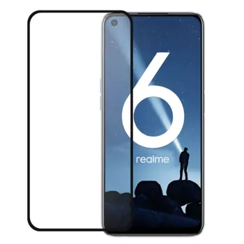 Защитное стекло PERO Full Glue для Realme 6, черное