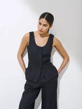 Топ Kira из 100% льна с баской