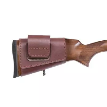 Патронташ на приклад с чехлом под зап.маг. 2,3,4п кал.WIN308 и аналоги до 80мм / кожа / коричневый Хольстер