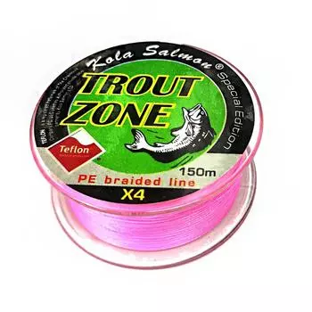 Плетеная леска TROUT ZONE Edition/HYBRID 4x PE 150 m Pink #0.22 3.5 LB