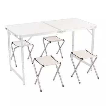 Стол складной+4 стула 8812В (120*60) высота 69см 5mm Белый Helios