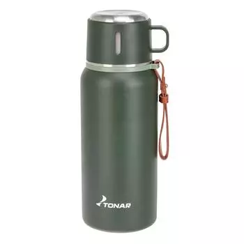 Термос (T-KD-7030-0.7) 700ML хаки (пробка-ситечко, крышка-кружка, ремешок) Tonar