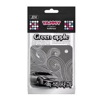 Ароматизатор подвес. Yammy картон с пропиткой Квадрат "Green Apple" (1/200)