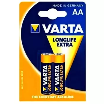 Батарейка щелочная Varta Longlife Extra, AA (LR6), 1,5В, 2шт.