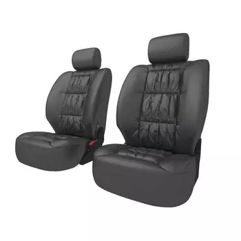 Чехлы CARFORT SILVER для передних сидений, кожа, черный цвет, 8 предметов