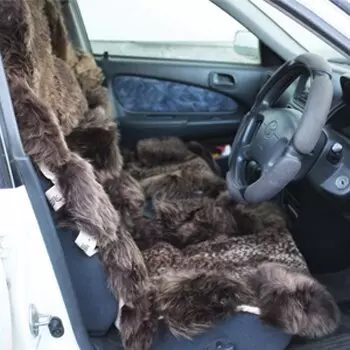 Чехлы-накидки Mouton для передних и задних сидений, овчина, коричневый цвет, 5 предметов