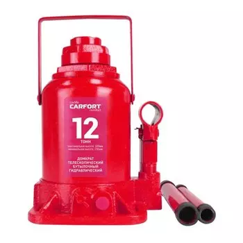 Домкрат гидравлический бутылочный Carfort, 12000кг, подъем 230-500мм, двойной шток, сумка