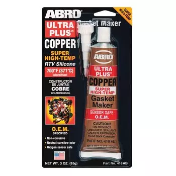 Герметик-прокладка ABRO AB-418 силиконовая, термостойкая, с медью, туба 85г