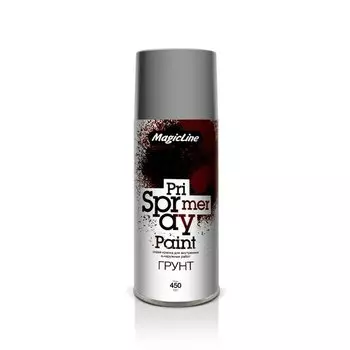 Грунт аэрозольный MagicLine Primer Spray Paint, акриловый, серый, цветовой код RAL 7031, для различных поверхностей, баллон 450мл, арт. 910