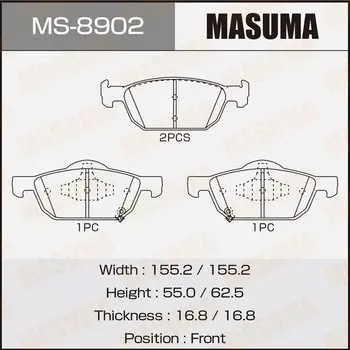 Колодки дисковые MASUMA AN- ACCORD/V2000, V22000 front (1/6)
