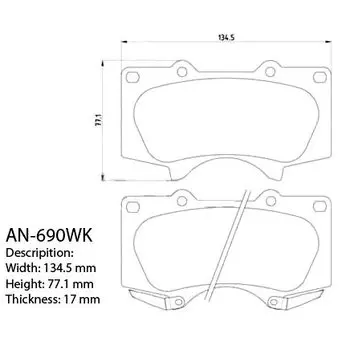 Колодки тормозные Akebono дисковые, арт. AN-690WK