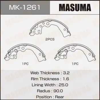 Колодки тормозные Masuma барабанные, арт. MK-1261