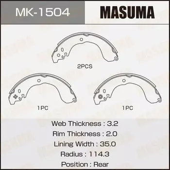 Колодки тормозные Masuma барабанные, арт. MK-1504