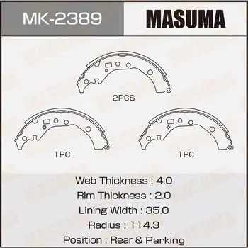 Колодки тормозные Masuma барабанные, арт. MK-2389