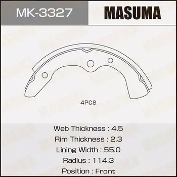 Колодки тормозные Masuma барабанные, арт. MK-3327