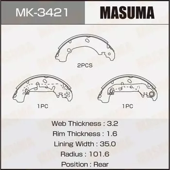 Колодки тормозные Masuma барабанные, арт. MK-3421