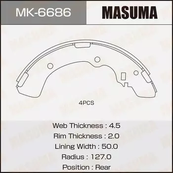 Колодки тормозные Masuma барабанные, арт. MK-6686