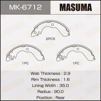 Колодки тормозные Masuma барабанные, арт. MK-6712