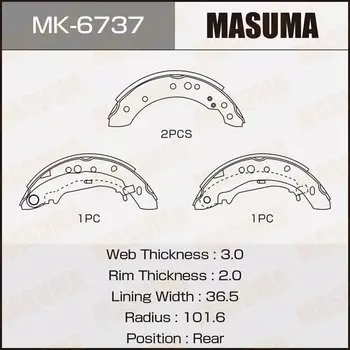 Колодки тормозные Masuma барабанные, арт. MK-6737