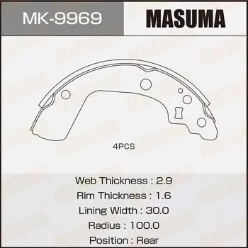 Колодки тормозные Masuma барабанные, арт. MK-9969