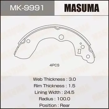 Колодки тормозные Masuma барабанные, арт. MK-9991