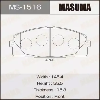 Колодки тормозные Masuma дисковые, арт. MS-1516