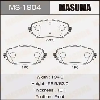 Колодки тормозные Masuma дисковые, арт. MS-1904