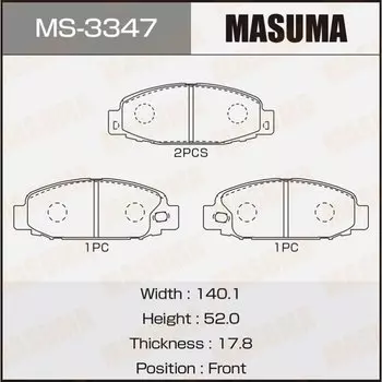 Колодки тормозные Masuma дисковые, арт. MS-3347