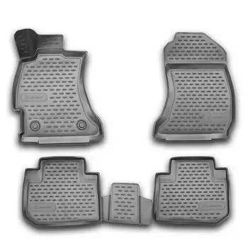 Коврики модельные Autofamily 3D для Subaru Forester 2013-2018 (левый руль), для переднего и заднего ряда, полиуретан, черный цвет, 4шт