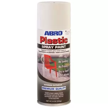 Краска аэрозольная ABRO Plastic Spray Paint, для пластика, белая (глянцевая), 226г, арт. SPP-016