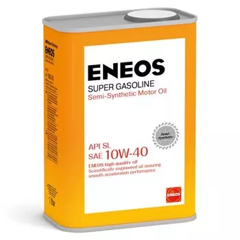 Масло моторное Eneos Super Gasoline 10w40 полусинтетическое, SL, ACEA A3, для бензинового двигателя, 1л, арт. 1354