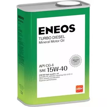 Масло моторное Eneos Turbo Diesel 15w40 минеральное, CG-4, для дизельного двигателя, 1л, арт. 1427