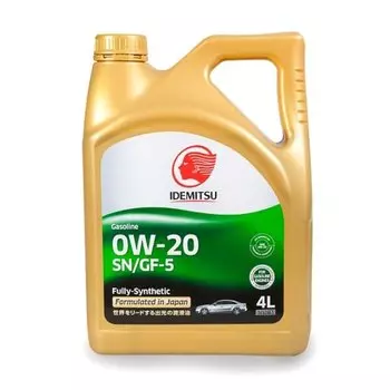 Масло моторное IDEMITSU F-S 0w20 синтетическое, SN/GF-5, для бензинового двигателя, 4л