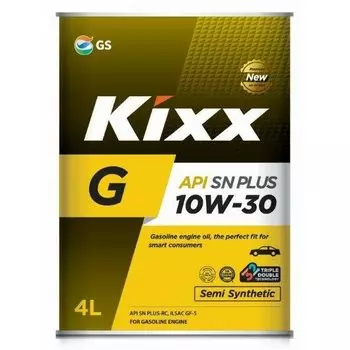 Масло моторное Kixx G 10W30 полусинтетическое, SN Plus/GF-5, для бензинового двигателя, 4л, арт. L210844TR1