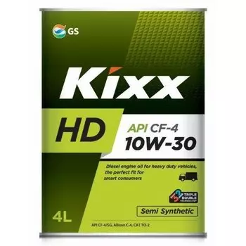 Масло моторное Kixx HD 10W30 полусинтетическое, SG/CF-4, для дизельного двигателя, 4л, арт. L200244TE1