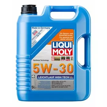 Масло моторное Liqui Moly Leichtlauf High Tech LL 5w30 синтетическое, SL/CF, ACEA A3/B4, универсальное, 5л, арт. 39007