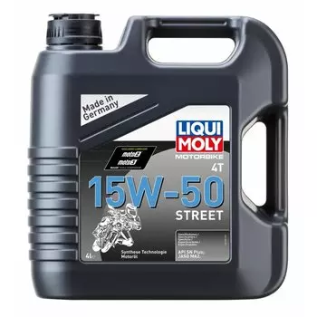 Масло моторное Liqui Moly Motorbike 4T Street 15w50 синтетическое, SN Plus, для 4-тактных двигателей, 4л, арт. 1689