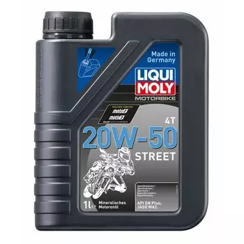 Масло моторное Liqui Moly Motorbike 4T Street 20w50 минеральное, SN Plus, для 4-тактных двигателей, 1л, арт. 7632
