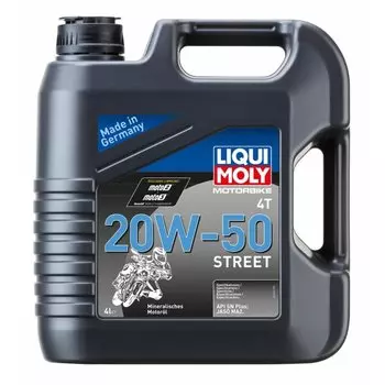 Масло моторное Liqui Moly Motorbike 4T Street 20w50 минеральное, SN Plus, для 4-тактных двигателей, 4л, арт. 1696