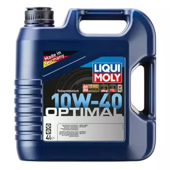 Масло моторное Liqui Moly Optimal 10w40 полусинтетическое, SL/CF, ACEA A3/B3, для бензинового двигателя, 4л, арт. 3930