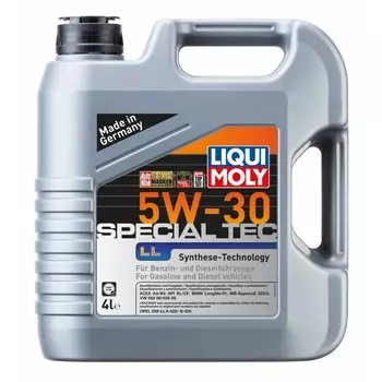 Масло моторное Liqui Moly Special Tec LL 5w30 синтетическое, SL, ACEA A3/B4, универсальное, 4л, арт. 7654