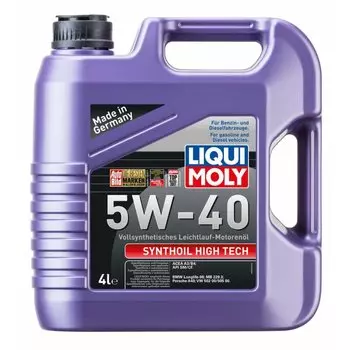 Масло моторное Liqui Moly Synthoil High Tech 5w40 синтетическое, SN, ACEA A3/B4, для бензинового двигателя, 4л, арт. 1915