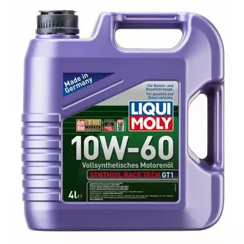 Масло моторное Liqui Moly Synthoil Race Tech GT1 10w60 синтетическое, SN, ACEA A3/B4, универсальное, 4л, арт. 7535
