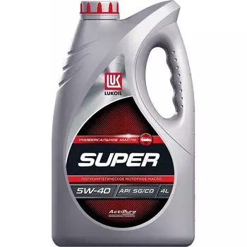 Масло моторное Лукойл Супер 5w40 полусинтетическое, SG/CD, универсальное, 4л