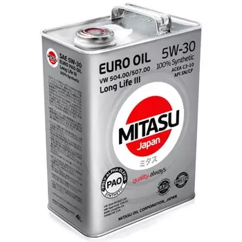 Масло моторное Mitasu Euro Diesel 5w30 синтетическое, ACEA C2/C3, для дизельного двигателя, 4л, арт. MJ-210/4