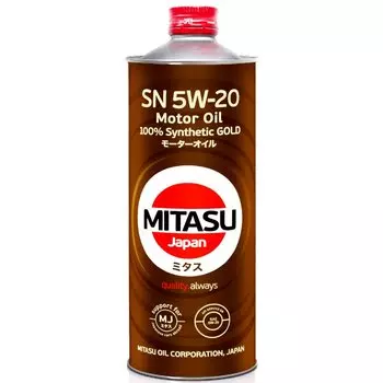 Масло моторное Mitasu Gold 5w20 синтетическое, SN/GF-5, для бензинового двигателя, 1л, арт. MJ-100/1