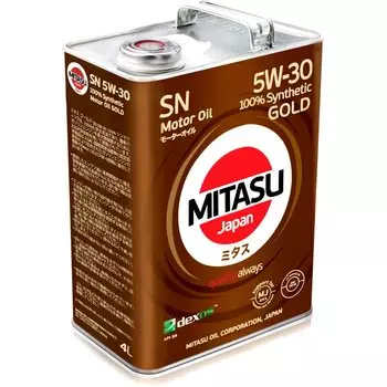 Масло моторное Mitasu Gold 5w30 синтетическое, SN/GF-5, для бензинового двигателя, 4л, арт. MJ-101/4
